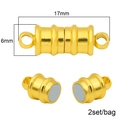 Χρυσά κυλινδρικά μαγνητικά κουμπώματα 15x6mm για DIY κοσμήματα σετ 2 τεμαχίων - 17x6mm / Χρυσό