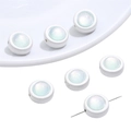 White iridescent star-shaped glass charm bead with side drill hole for DIY jewelry making - Round / 1 Piece (Hole approx 1mm) / Blue