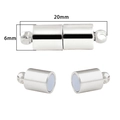 Γυαλιστερό ασημί μαγνητικό κούμπωμα 20mm για DIY βραχιόλια και κατασκευή κοσμημάτων - 20x6mm / Ασημί