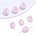 Pink heart-shaped glass bead charms with silver alloy frame for DIY jewelry making - Ellipse / 1 Piece (Hole approx 1mm) / Purple