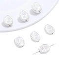 White heart charm bead with iridescent ice crackle texture for DIY jewelry making - Ellipse / 1 Piece (Hole approx 1mm) / White