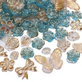 Sortierte DIY Acrylperlen in Himmelblau und Klar mit eleganten Goldrändern - 12-30mm (20g/Packung) / Blau-Serie