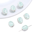 Mint green glass heart charm with ice crackle pattern and white frosted shell for DIY jewelry - Ellipse / 1 Piece (Hole approx 1mm) / Green