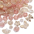 Pink mixed acrylic DIY beads with gold edges including flower and butterfly shapes - 12-30mm / 20g/Pack (Approx. 20-25 Pcs) / Pink Series