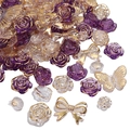 DIY jewelry making kit featuring purple acrylic beads in flower and butterfly shapes - 12-30mm / 20g/Pack (Approx. 20-25 Pcs) / Purple Series