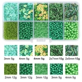 Green DIY bead and sequin assorted kit in 10-grid transparent organizer box - 10-Grid Bead Material Kit / Green System