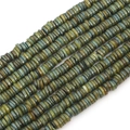 6-8mm heishi shell beads with vintage turquoise and sand textures for DIY jewelry - Olive Green