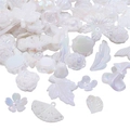 DIY mixed acrylic beads in white iridescent finish featuring maple leaf and flower shapes - 8-43mm / 20g/Pack (Approx. 20-25 Pcs) / White Series