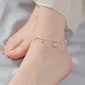 S925 sterling silver palace bell anklet featuring hollow floral charms and beads - 925 Silver / Anklet