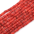 Flat bright red dyed shell Heishi spacer beads for DIY jewelry making accessories - Orange Red
