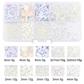 DIY jewelry kit with white and iridescent sequins, beads, and pearls in 10-grid box - 10-Grid Bead Material Kit / White
