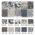 DIY jewelry kit with silver beads and metal sequins in a clear 10-grid storage box - 10-Grid Bead Material Kit / Silver Series