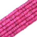 Perles heishi en nacre naturelle rose vif pour la création de bijoux DIY - 8mm (38cm/Fil, Env. 180-190 Pièces) / Rose rouge