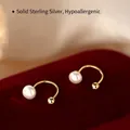 U-förmige Sterling Silber Perlenohrringe mit Gold-Finish, elegante hypoallergene Schmuck - 925er Silber / Gold