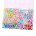 24 compartments DIY craft bead kit with colorful glass seed beads in a clear storage box - Light Series (24 Grid Box)