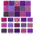 DIY bead kit with 15 compartments in purple and pink tones for jewelry making - 15-Grid Bead Box / Dark Purple Series