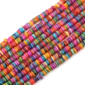 Rainbow natural shell disc beads 6-8mm in mixed vibrant colors for jewelry making - Dark Mixed