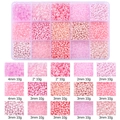 Pink DIY bead kit in 15-compartment box with seed beads and pearls for jewelry making - 15-Grid Bead Box / Pink Series
