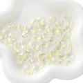 Flat oval faceted transparent crystal beads with rainbow AB coating for DIY jewelry - Transparent Beige 8x11mm 10 Pcs/Pack Approx 8g
