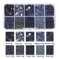 DIY black bead jewelry kit with sequins, glass seed beads and tubes in 10 compartment box - Black Series