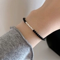 Elegante bracciale di perline in argento sterling S925 con onice nero e ciondoli argento - Argento 925 / Nero/Argento