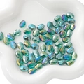 Iridescent blue faceted oval crystal beads for DIY handmade jewelry and bracelets - Transparent Dark Green 8x11mm 10 Pcs/Pack Approx 8g