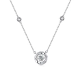 Collana Mobius in argento sterling S925 con ciondolo in pietra scintillante - Argento 925 / Oro Bianco