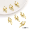Set of 6 light gold alloy heart planet pendants with liquid metal and pearls 12x26mm - Rhinestone Melting Rose Style / 1 Piece (12x26mm) / Gold