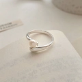 Minimalistischer S925 Silberring offen mit glänzender Perle im eleganten, modernen Design - Einstellbar Offen / Silber