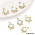 Set of six gold crown heart pendants with sparkling rhinestones for DIY jewelry making - Rhinestone Crown Style / 1 Piece (13x17mm) / Gold