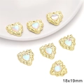 Golden alloy heart charms with colorful pearl inlay, 18x19mm jewelry pendant set - Rhinestone Wrinkled Heart Style / 1 Piece/Pack (18x19mm) / Gold