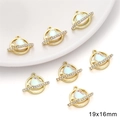 Golden heart planet alloy charm with white rhinestones for DIY jewelry, 19x16mm size - Rhinestone Heart Planet Style / 1 Piece/Pack (19x16mm) / Gold