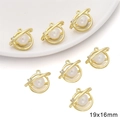 Golden planet charms with white pearls and rhinestones for DIY jewelry, size 19x16mm - Planet Pattern Style / 1 Piece/Pack (19x16mm) / Gold