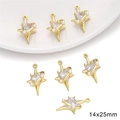 Golden heart star charms with clear zircon and pearls for DIY jewelry making 14x25mm - Rhinestone Star Heart Surround Style / 1 Piece (14x25mm) / Gold