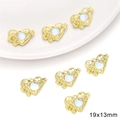 Golden alloy heart charms with inlaid pearls and hanging loops for DIY jewelry, 19x13mm - Rhinestone Cat Eye Heart Style / 1 Piece/Pack (19x13mm) / Gold
