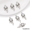 Melting rose planet pendant with pearl accent for DIY jewelry making in silver alloy - Rhinestone Melting Rose Style / 1 Piece (12x26mm) / White Gold