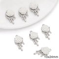 White rose pendant charm with silver melted metal base for DIY jewelry making 13x24mm - Melting Rose Flower Style / 1 Piece (13x24mm) / White Gold
