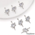 Silver alloy heart-shaped crystal pendants with white pearls for DIY jewelry making - Rhinestone Star Heart Surround Style / 1 Piece (14x25mm) / White Gold