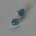 Elegant S925 sterling silver oval aquamarine stud earrings with minimalist design - Aquamarine Style / 925 Silver / Silver