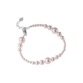 Elegante bracciale di perle in argento sterling S925 con ciondolo a cuore e chiusura a moschettone - Argento 925 / Argento