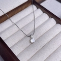Minimalistische S925 Sterling Silber Halskette mit glänzendem runden Diamant Anhänger - 925er Silber / Weißgold