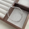 Bracciale S925 in argento sterling con perline intrecciate e chiusura a moschettone in legno - Argento 925 / Argento