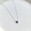 Minimalist S925 silver necklace featuring a square black zircon pendant in four-prong setting - 925 Silver / Black Zirconia