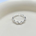 Minimalistische S925 zilveren geweven golfring met kleine witte zirkonia dames - Verstelbaar Open / Zilver