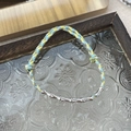 Handmade S925 silver bamboo-style woven bracelet with colorful adjustable silk cord - 925 Silver / Green Rope