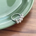 S925 Sterlingsilber Perlenring in Traubenform mit verstellbarer offener Ringschiene - Einstellbar Offen / Silber