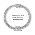 10-inch silver Cuban chain anklet for women with iced-out heart rhinestone pendant - 8 inch / Plug-in Buckle Style / Silver