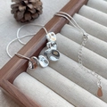 Minimalist S925 sterling silver snake chain necklace with irregular liquid metal pendants - 925 Silver / Silver