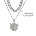 Ensemble hip hop avec pendentif lion ailé, chaîne cubaine 18 pouces et chaîne corde 20 pouces - Combinaison de Base Lion Ailes Argent