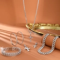 Set hip hop punk argento con collana croce, bracciale cubano e orecchini scintillanti - Pendente Singolo (Senza Catena) / Croce Teschio Argento